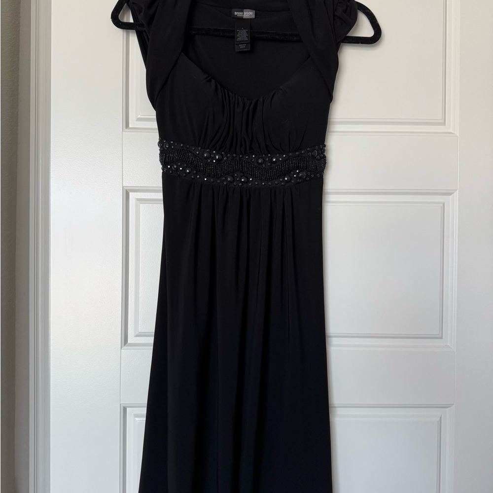 Bisou Bisou Black Mini Dress with Beaded Detail
